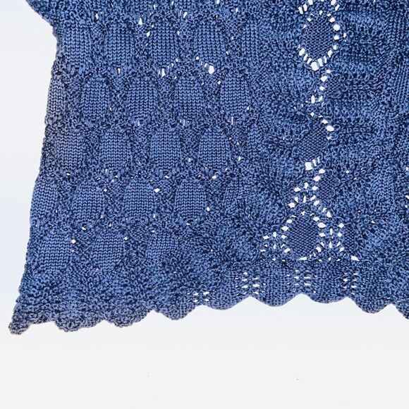 NWT | Style & Co. | Short Sleeve Crochet Open Front Jacket | Blue | L - Picture 3 of 4